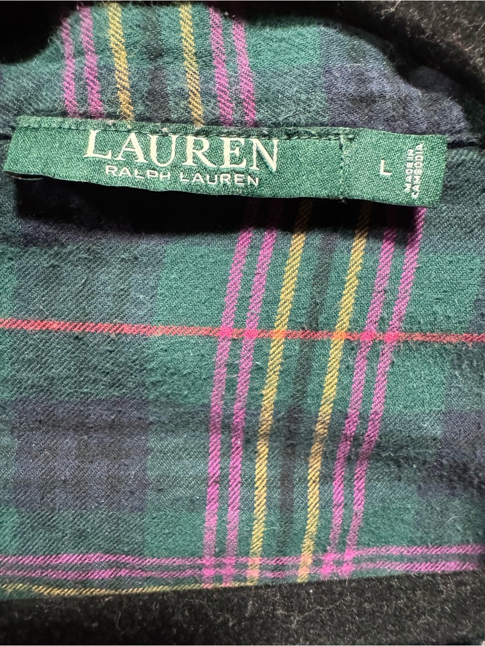 Lauren Ralph Lauren Green and Purple Plaid Cotton Pajama Set - Picture 4 of 4